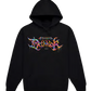 Black hoodie with colorful Dethklok logo on a white background